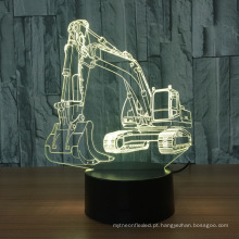 Luces Car 7 Colors USB Novelty 3D Excavator Night Light Illusion LED Table Lamp
